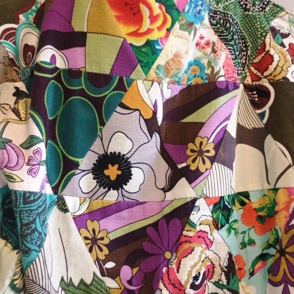 Boho Butterfly Patchwork Tote Bag XL 24x14 Zip Top Multicolor Plum Teal‎ hobo